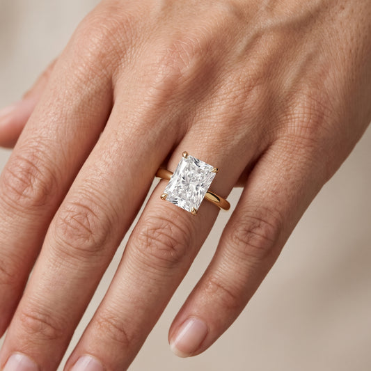 Kalia Knife Edge Solitaire Radiant Diamond Engagement Ring in Yellow Gold - lifestyle.jpg