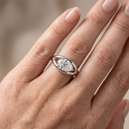 Madeleine Split Shank Pear Diamond Engagement Ring in White Gold - lifestyle.jpg