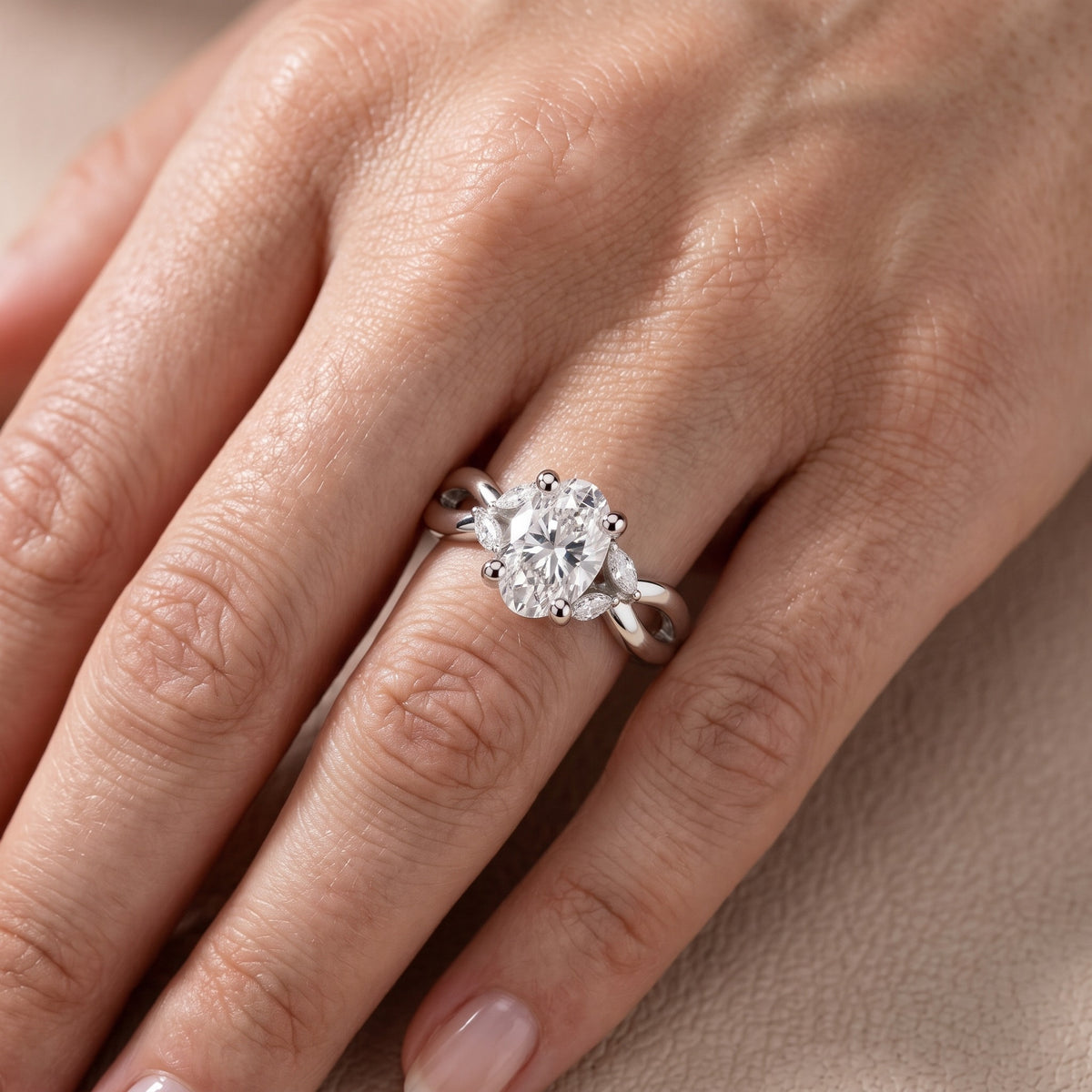 Luna Glow Twisted Oval Diamond Engagement Ring in White Gold - lifestyle.jpg