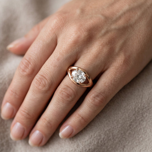 Madeleine Split Shank Oval Diamond Engagement Ring in Rose Gold - lifestyle.jpg