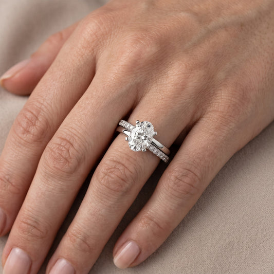 Edith Criss Cross Pavé Oval Diamond Engagement Ring in Platinum - lifestyle.jpg
