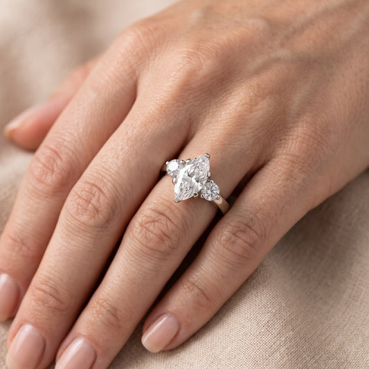 Freesia Three-Stone Marquise Diamond Engagement Ring in Platinum - lifestyle.jpg