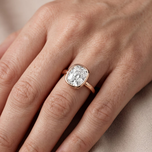 Carina Bezel Hidden Halo Cushion Diamond Engagement Ring in Rose Gold - lifestyle.jpg