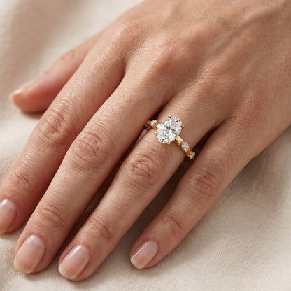 Elena Radiance Oval Diamond Engagement Ring in Yellow Gold - lifestyle.jpg