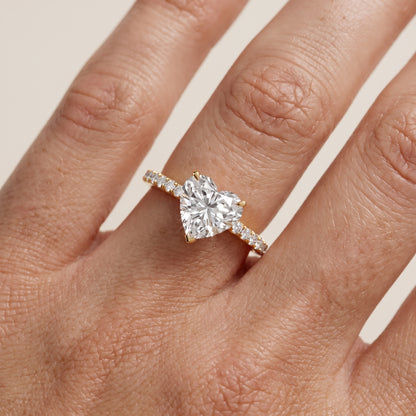 Juna French Pavé Solitaire Heart Diamond Engagement Ring in Yellow Gold - lifestyle.jpg