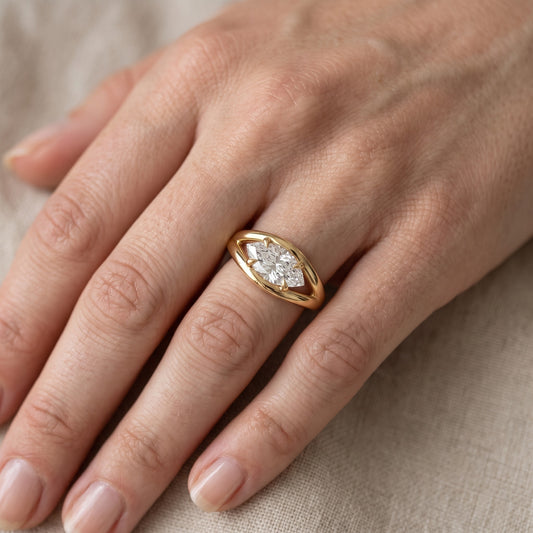 Madeleine Split Shank Marquise Diamond Engagement Ring in Yellow Gold - lifestyle.jpg