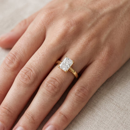 Lucia Solitaire Six-Prong Radiant Diamond Engagement Ring in Yellow Gold - lifestyle.jpg
