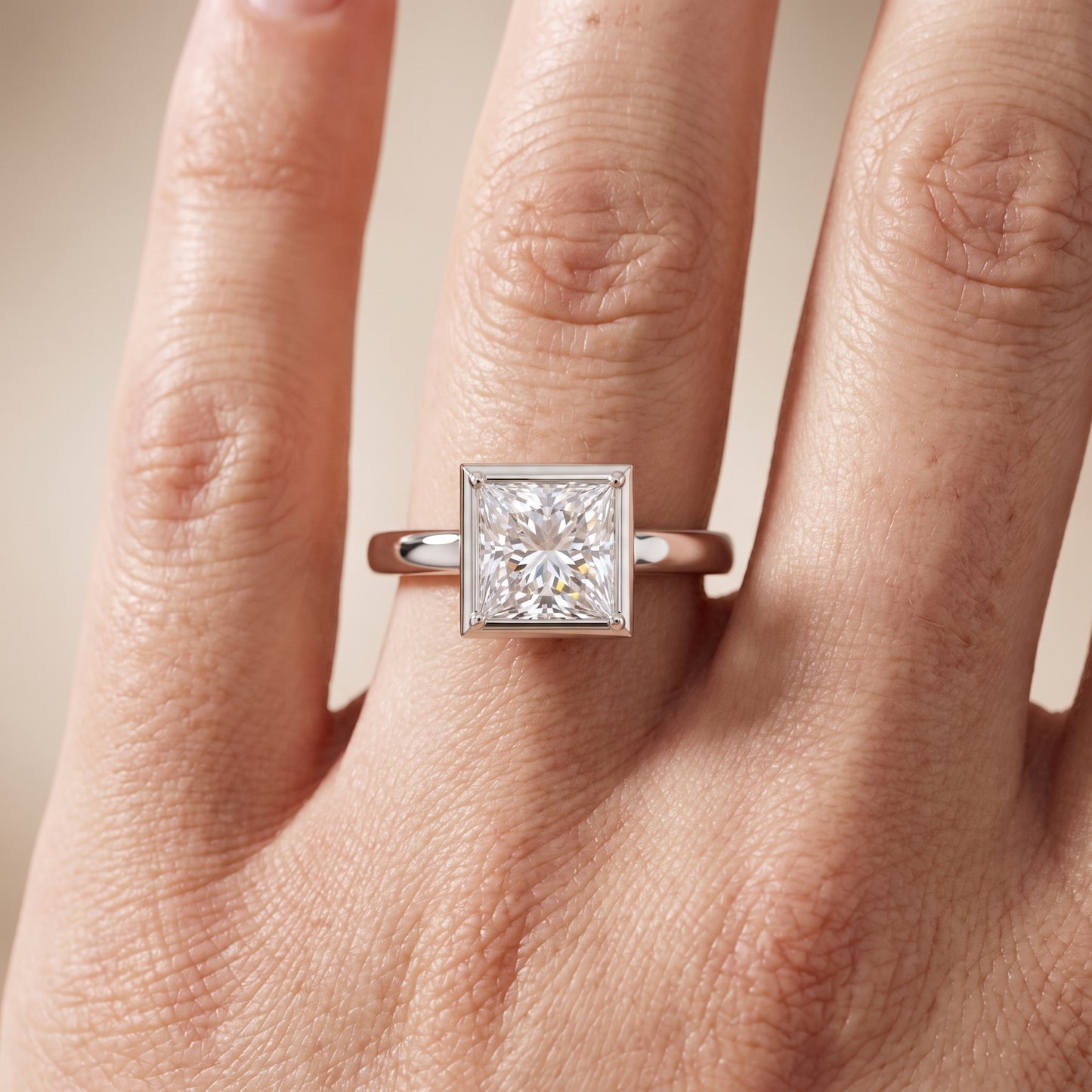 Alina Bezel Solitaire Princess Diamond Ring in Silver - lifestyle.jpg