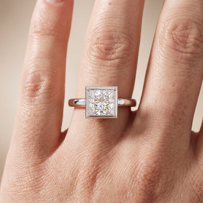 Alina Bezel Solitaire Princess Diamond Ring in Silver - lifestyle.jpg