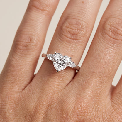 Leila Three-Stone Heart Diamond Engagement Ring in White Gold - lifestyle.jpg