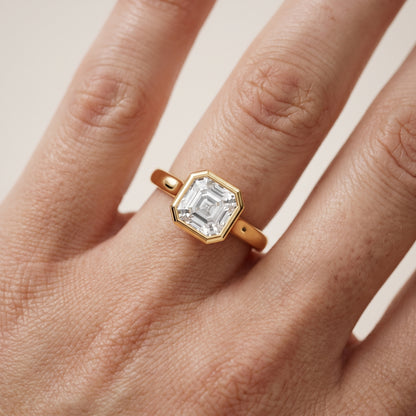 Jolie Bezel Solitaire Asscher Diamond Engagement Ring in Yellow Gold - lifestyle.jpg