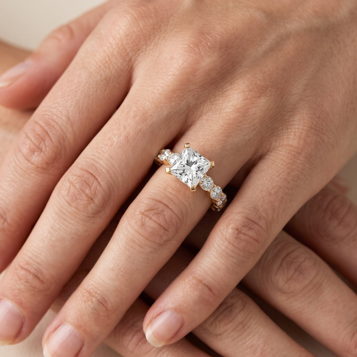 Isobel East-West Pavé Princess Diamond Engagement Ring in White Gold - lifestyle.jpg