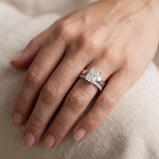 Josephine Split Shank Pavé Radiant Diamond Engagement Ring in White Gold - lifestyle.jpg