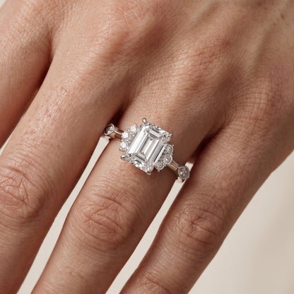 Naomi Vintage Milgrain Emerald Diamond Engagement Ring in Platinum - lifestyle.jpg