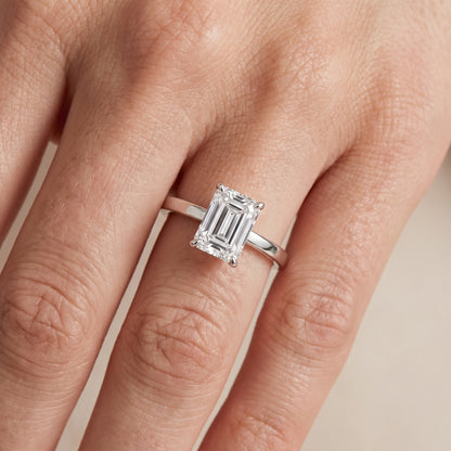 Kaia Solitaire Emerald Diamond Ring in White Gold - lifestyle.jpg