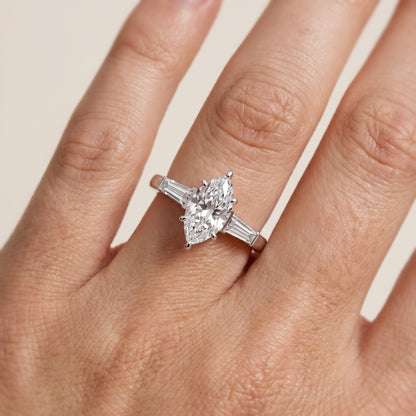 Zelda Tapered Baguette Marquise Diamond Engagement Ring in Platinum - lifestyle.jpg