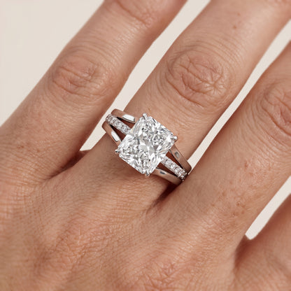 Scarlett Split Shank Pavé Radiant Diamond Ring in Silver - lifestyle.jpg