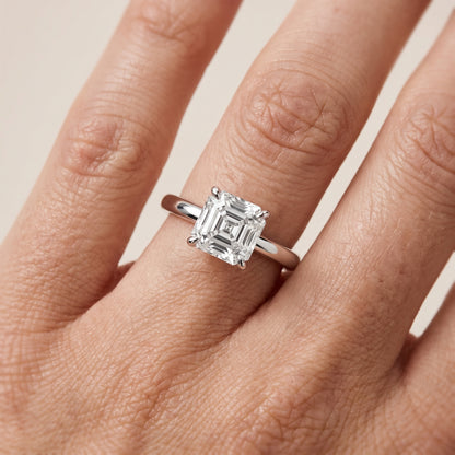 Lyla Petite Solitaire Asscher Diamond Engagement Ring in White Gold - lifestyle.jpg