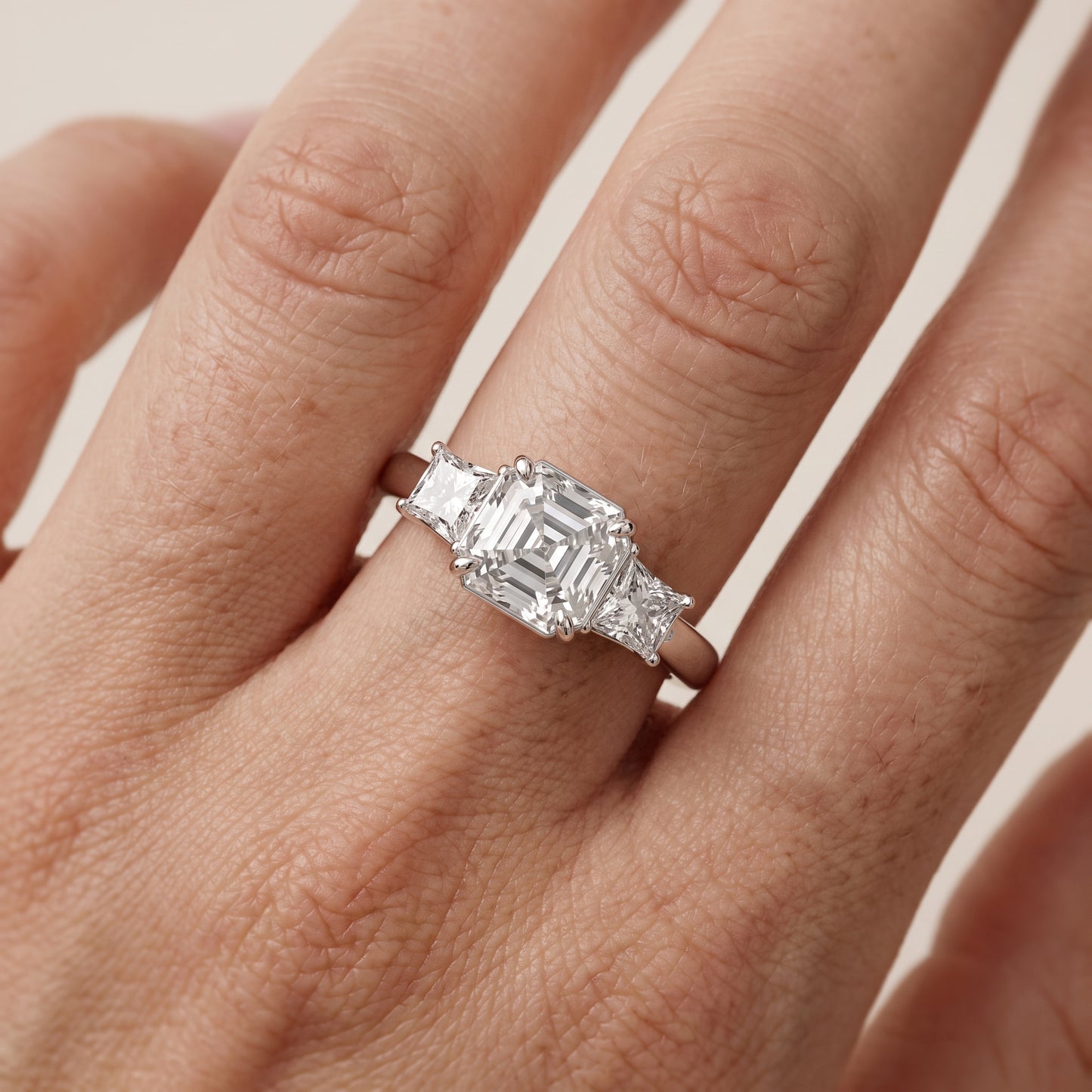 Selena Three-Stone Basket Asscher Diamond Ring in Silver - lifestyle.jpg
