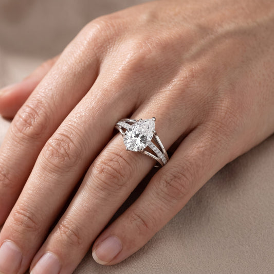 Lucinda Split Shank Pear Diamond Engagement Ring in Platinum - lifestyle.jpg