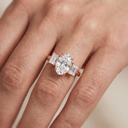 Zoe Three-Stone Oval Diamond Ring in Rose Gold - lifestyle.jpg