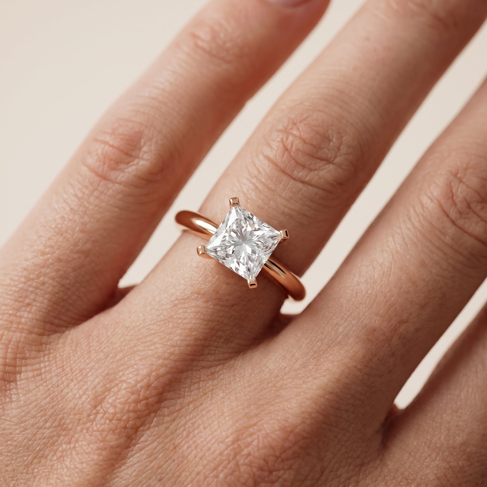 Amira Six-Prong Solitaire Princess Diamond Engagement Ring in Rose Gold - lifestyle.jpg