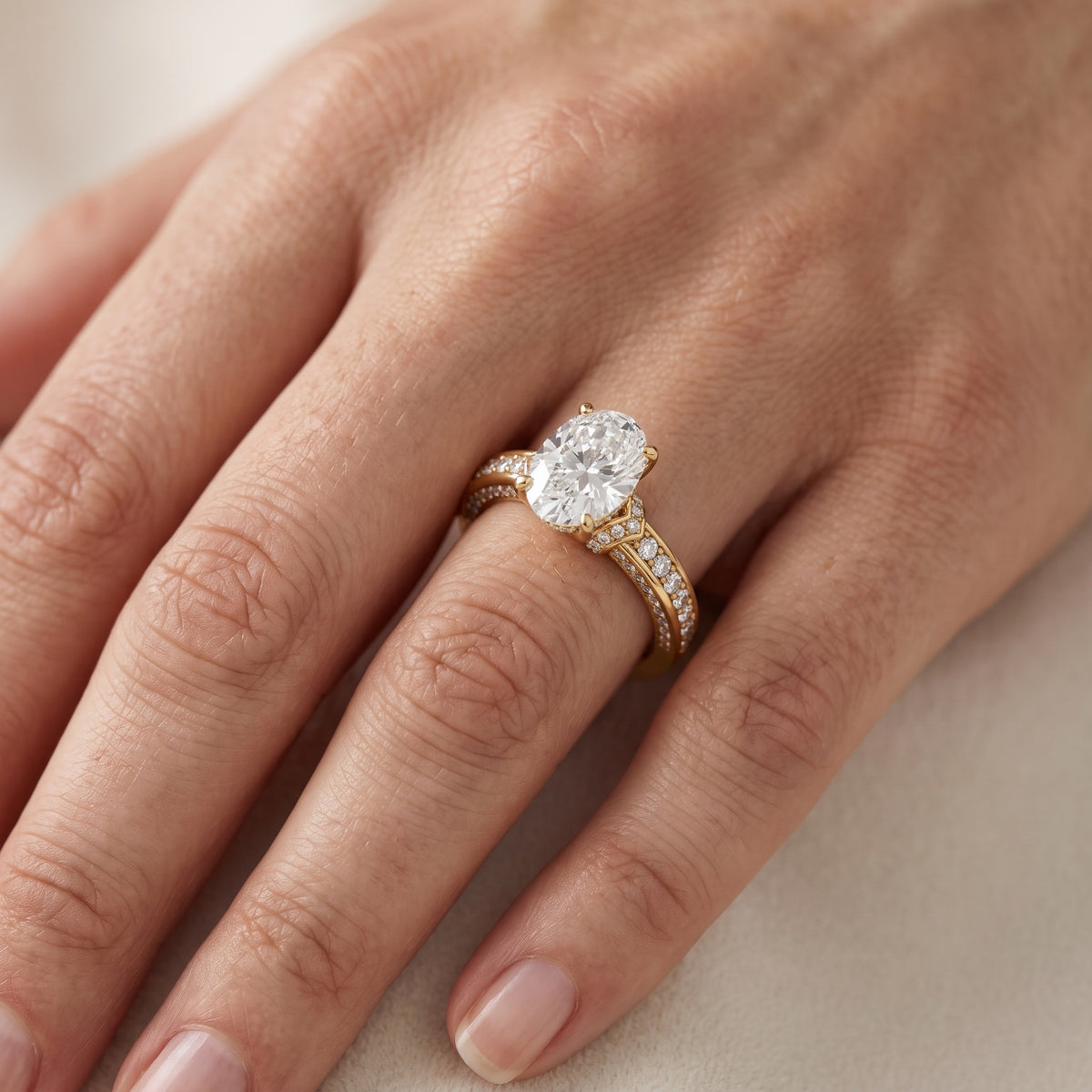 Anabelle Statement Pavé Oval Diamond Engagement Ring in Silver - lifestyle.jpg