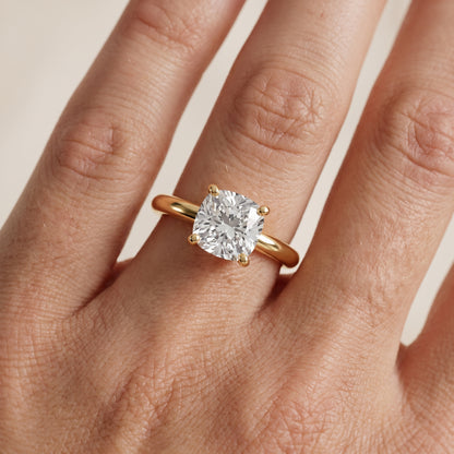 Wren Solitaire Cushion Diamond Ring in Yellow Gold - lifestyle.jpg
