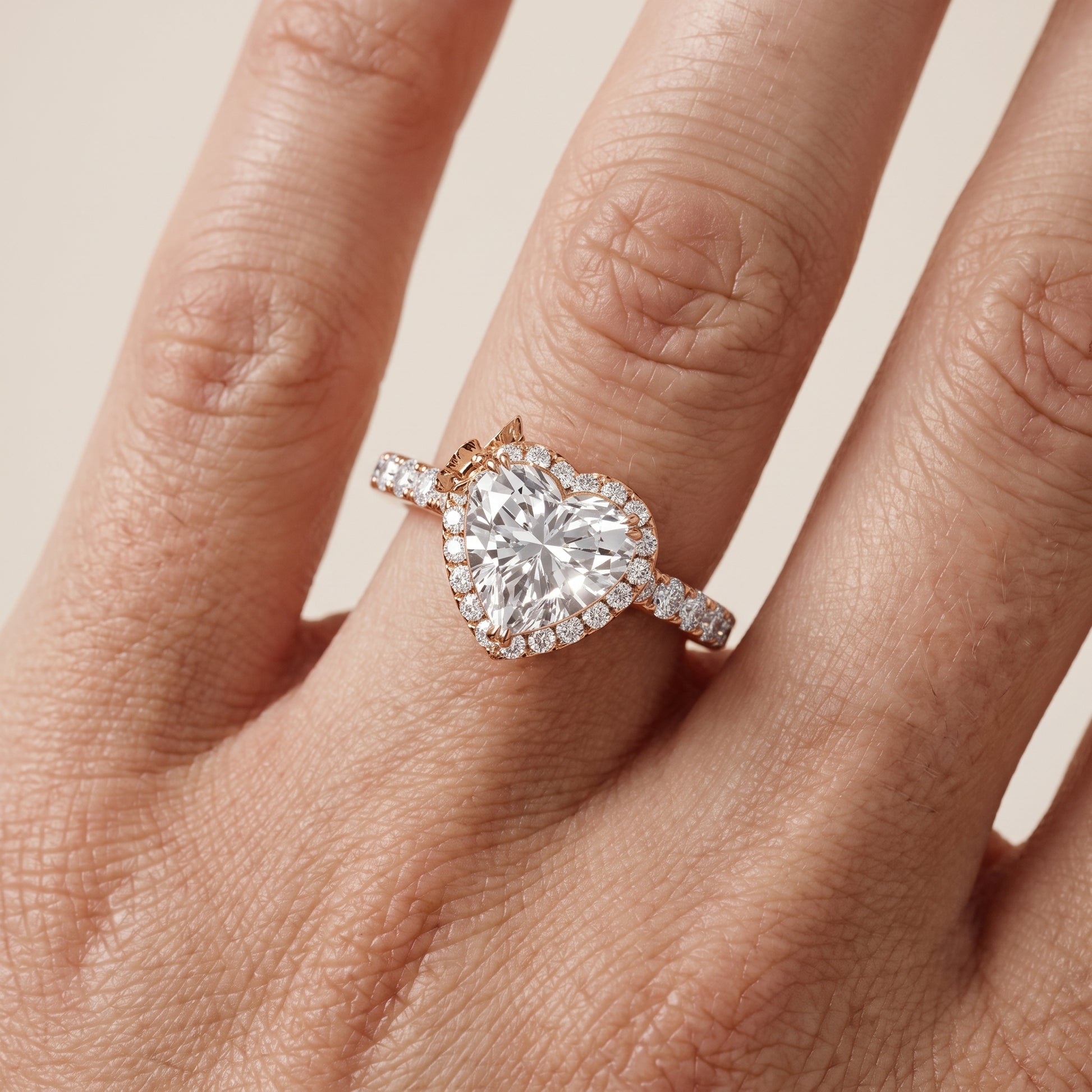 Chloe Halo Pavé Heart Diamond Ring in Rose Gold - lifestyle.jpg