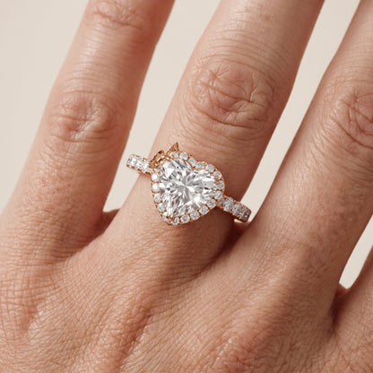 Chloe Halo Pavé Heart Diamond Ring in Rose Gold - lifestyle.jpg