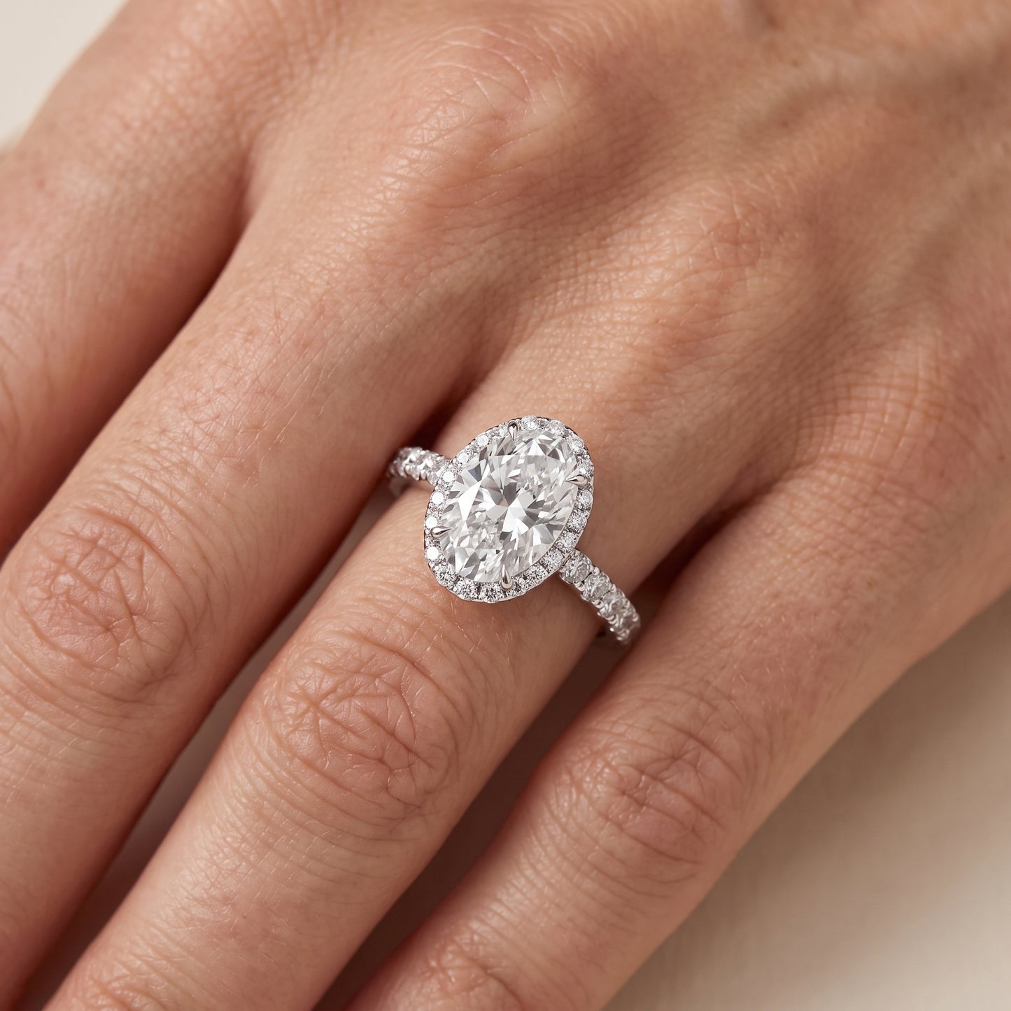Chloe Halo Pavé Oval Diamond Ring in Silver - lifestyle.jpg