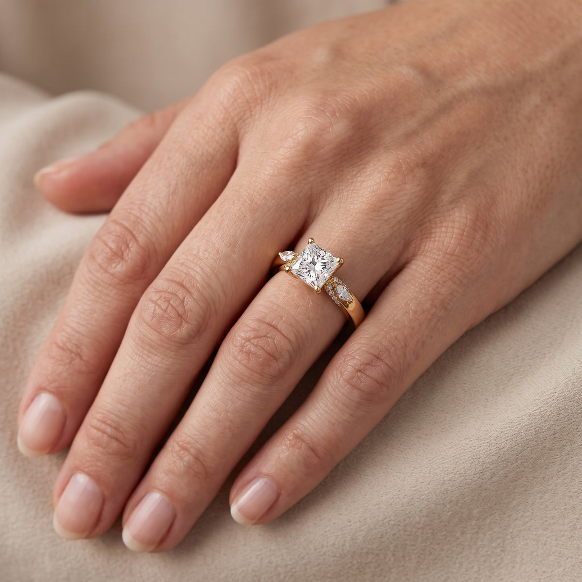 Tahoe Marquise-Side Pavé Princess Diamond Engagement Ring in Rose Gold - lifestyle.jpg