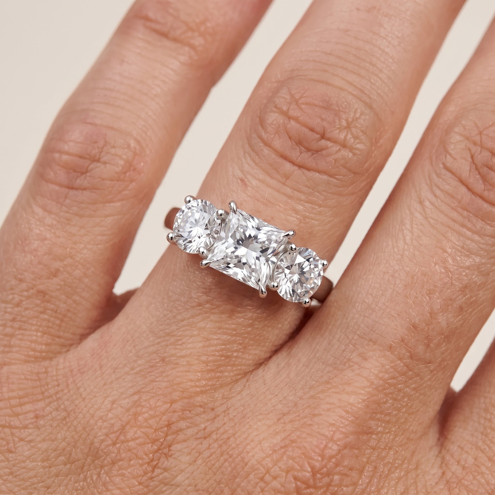 Esme Three-Stone Tapered Princess Diamond Ring in Silver - lifestyle.jpg