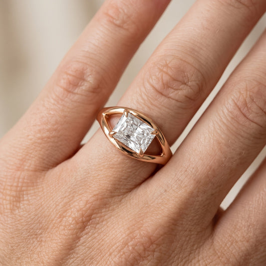 Madeleine Split Shank Radiant Diamond Engagement Ring in Rose Gold - lifestyle.jpg