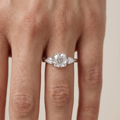 Phoebe Three-Stone Cushion Diamond Ring in Silver - lifestyle.jpg