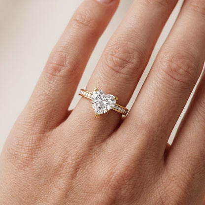 Tessa Solitaire Channel Set Heart Diamond Engagement Ring in Yellow Gold - lifestyle.jpg