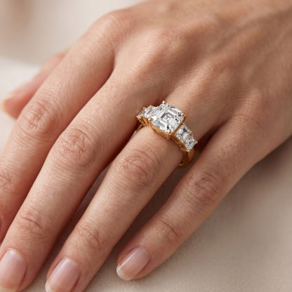 Hope Deco Five-Stone Asscher Diamond Engagement Ring in White Gold - lifestyle.jpg