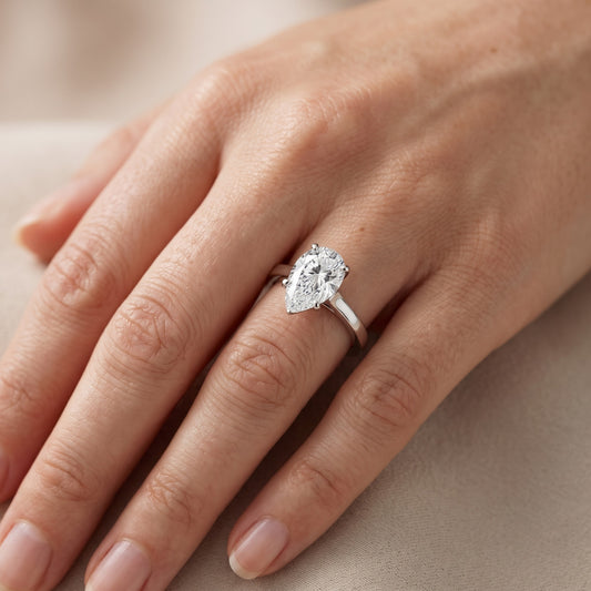 Matilda Cathedral Solitaire Pear Diamond Engagement Ring in Platinum - lifestyle.jpg