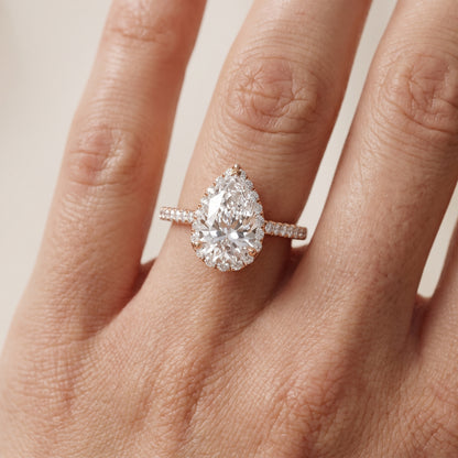 Alma Halo Pavé Pear Diamond Ring in Rose Gold - lifestyle.jpg