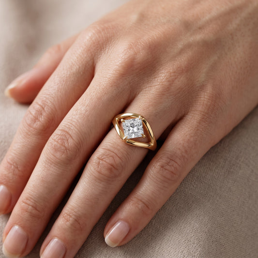 Madeleine Split Shank Princess Diamond Engagement Ring in Yellow Gold - lifestyle.jpg