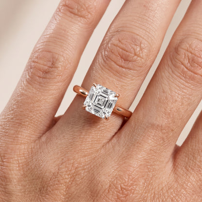 Evie Solitaire Six-Prong Asscher Diamond Engagement Ring in Rose Gold - lifestyle.jpg