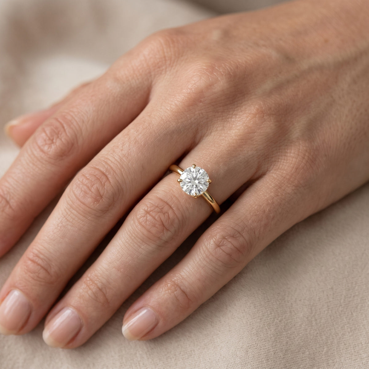 Charlotte Charm Solitaire Round Diamond Engagement Ring in Yellow Gold - lifestyle.jpg