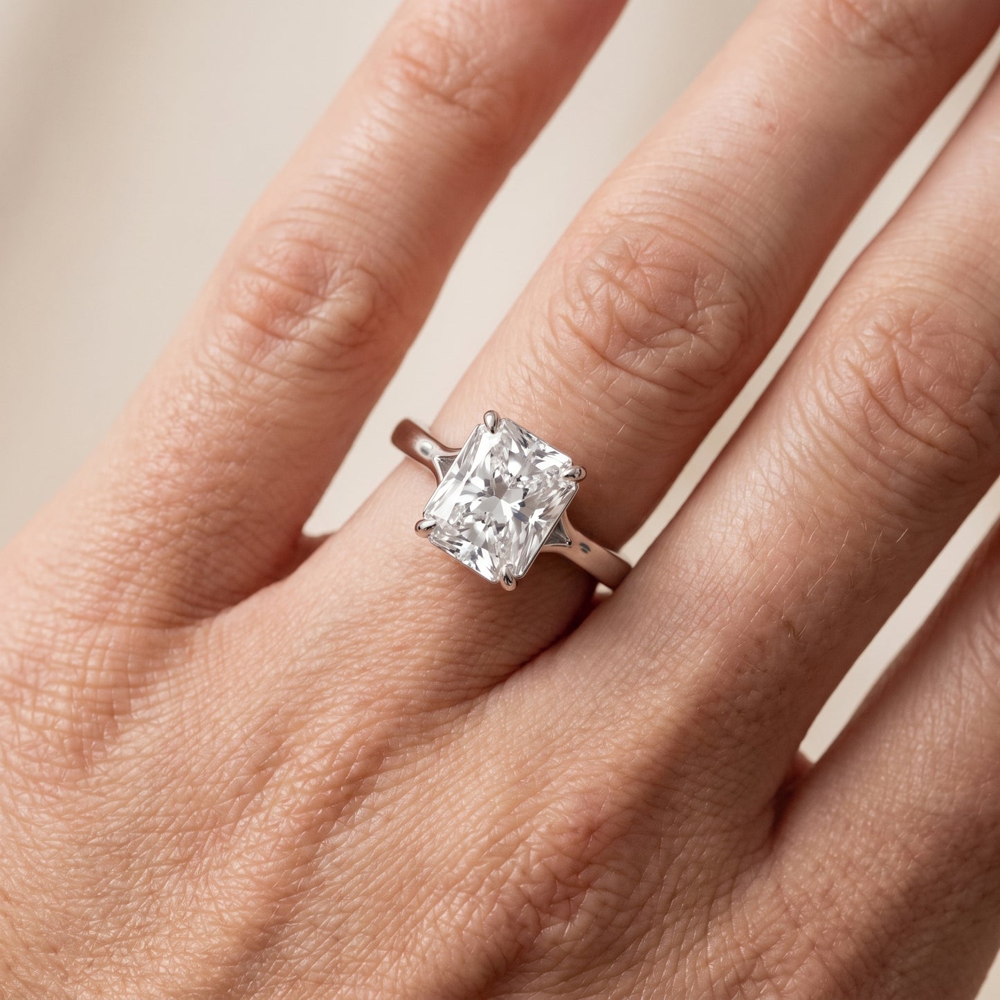 Anais Trellis Solitaire Radiant Diamond Engagement Ring in White Gold - lifestyle.jpg
