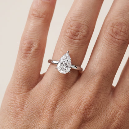 Lyla Petite Solitaire Pear Diamond Engagement Ring in Platinum - lifestyle.jpg