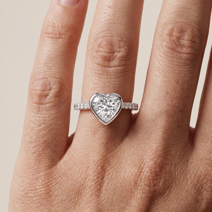 Cora Bezel Pavé Heart Diamond Ring in White Gold - lifestyle.jpg