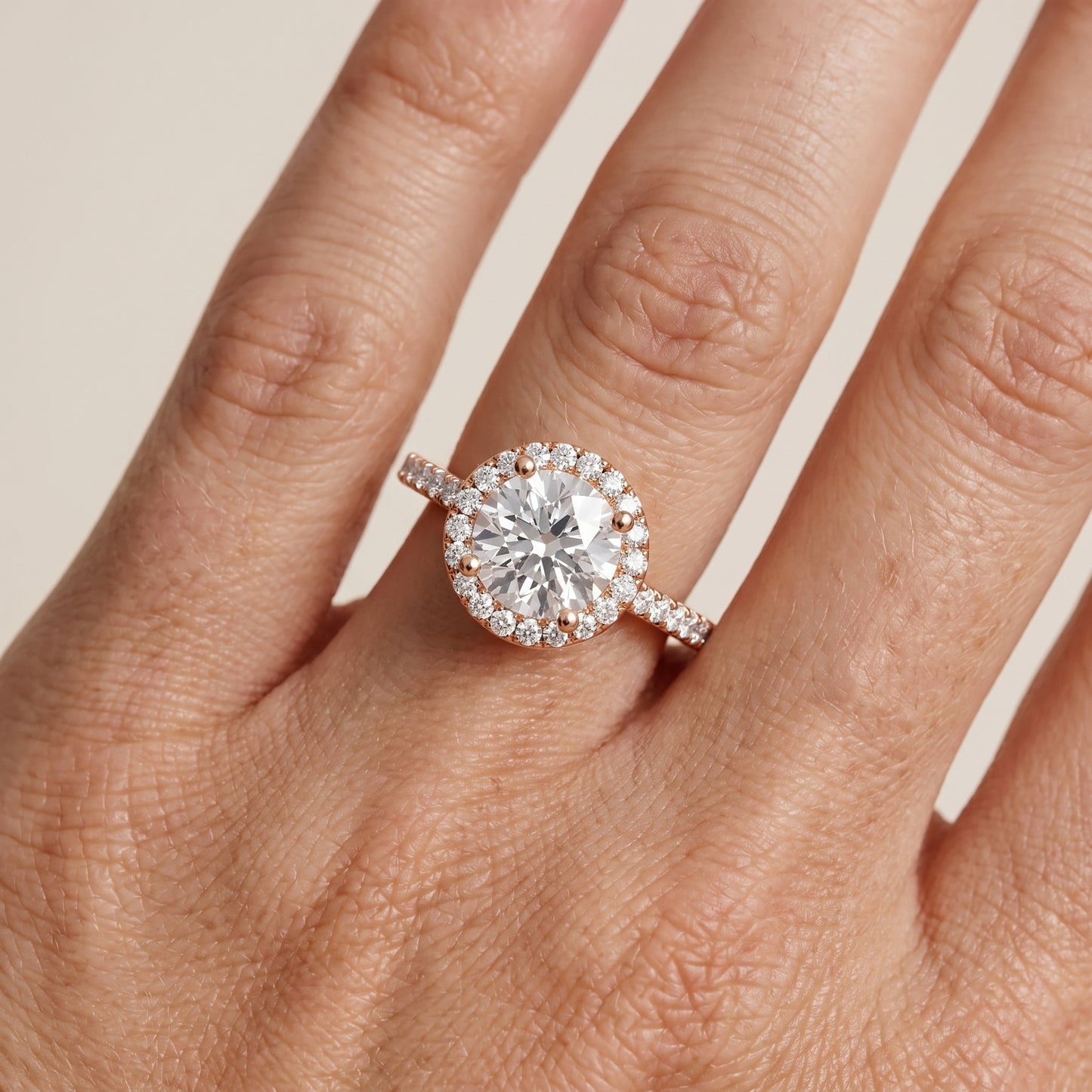 Sophie Halo Pavé Round Diamond Ring in Rose Gold - lifestyle.jpg
