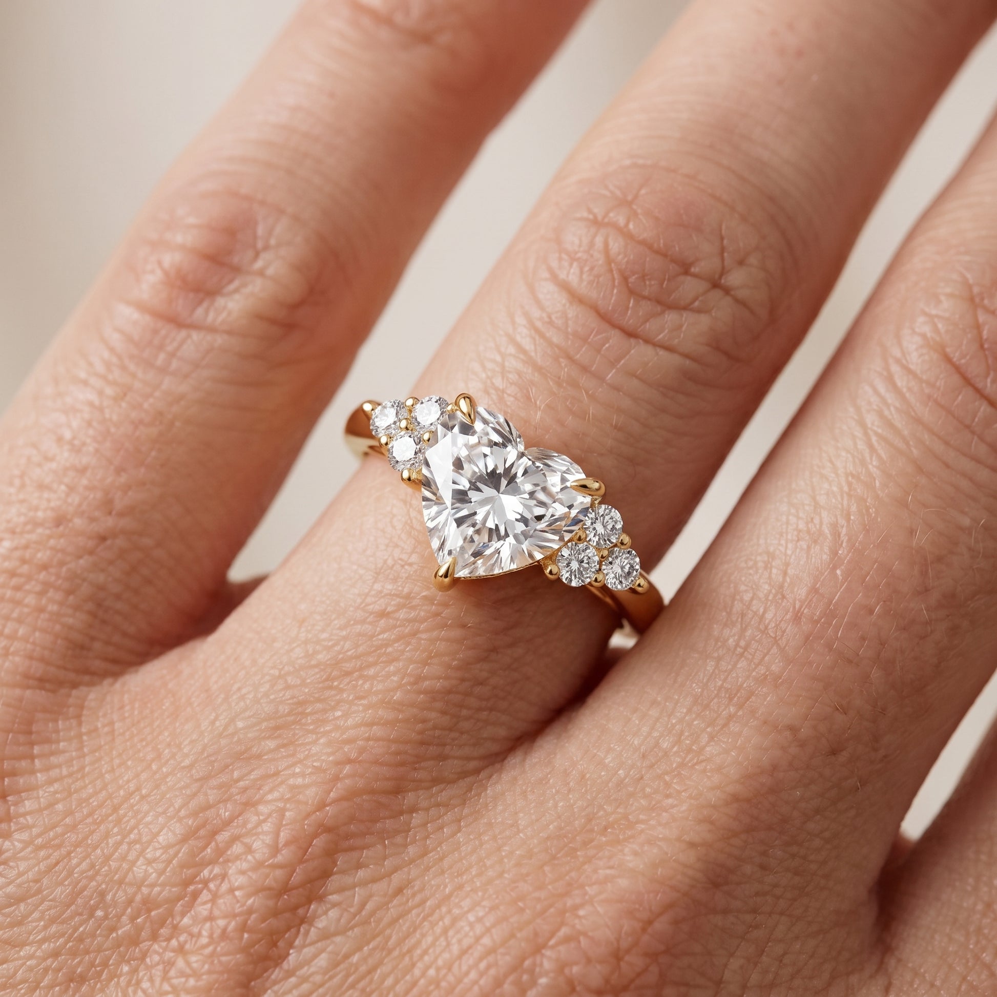 Anya Sidestone Cluster Heart Diamond Ring in Yellow Gold - lifestyle.jpg