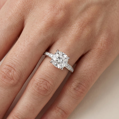 Maren Sidestone Channel Set Cushion Diamond Engagement Ring in Platinum - lifestyle.jpg