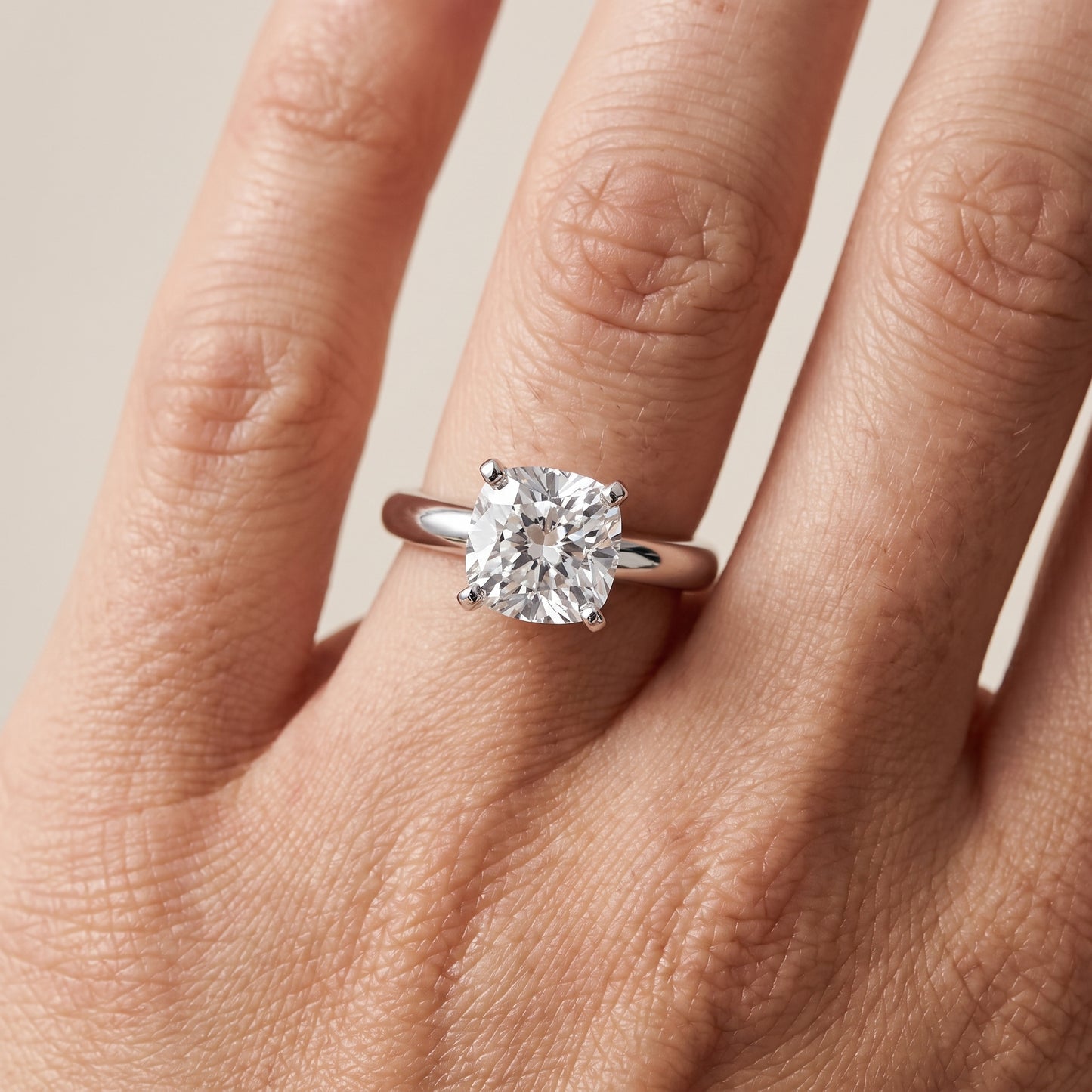 Wren Solitaire Cushion Diamond Ring in Silver - lifestyle.jpg