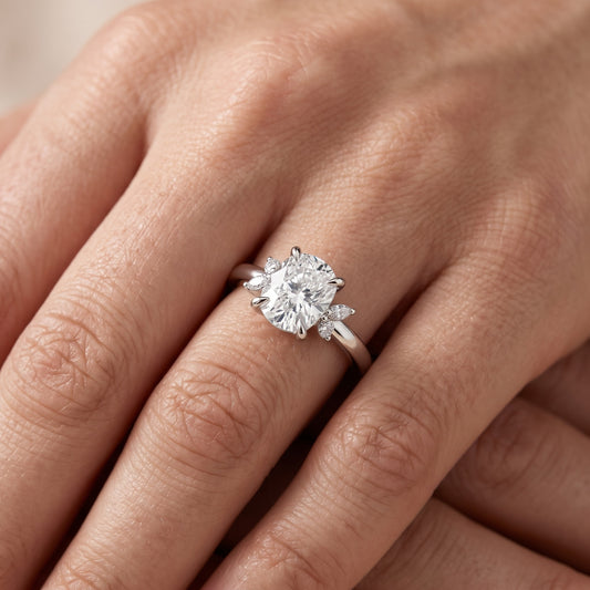 Hattie Leaf Cushion Diamond Engagement Ring in Platinum - lifestyle.jpg